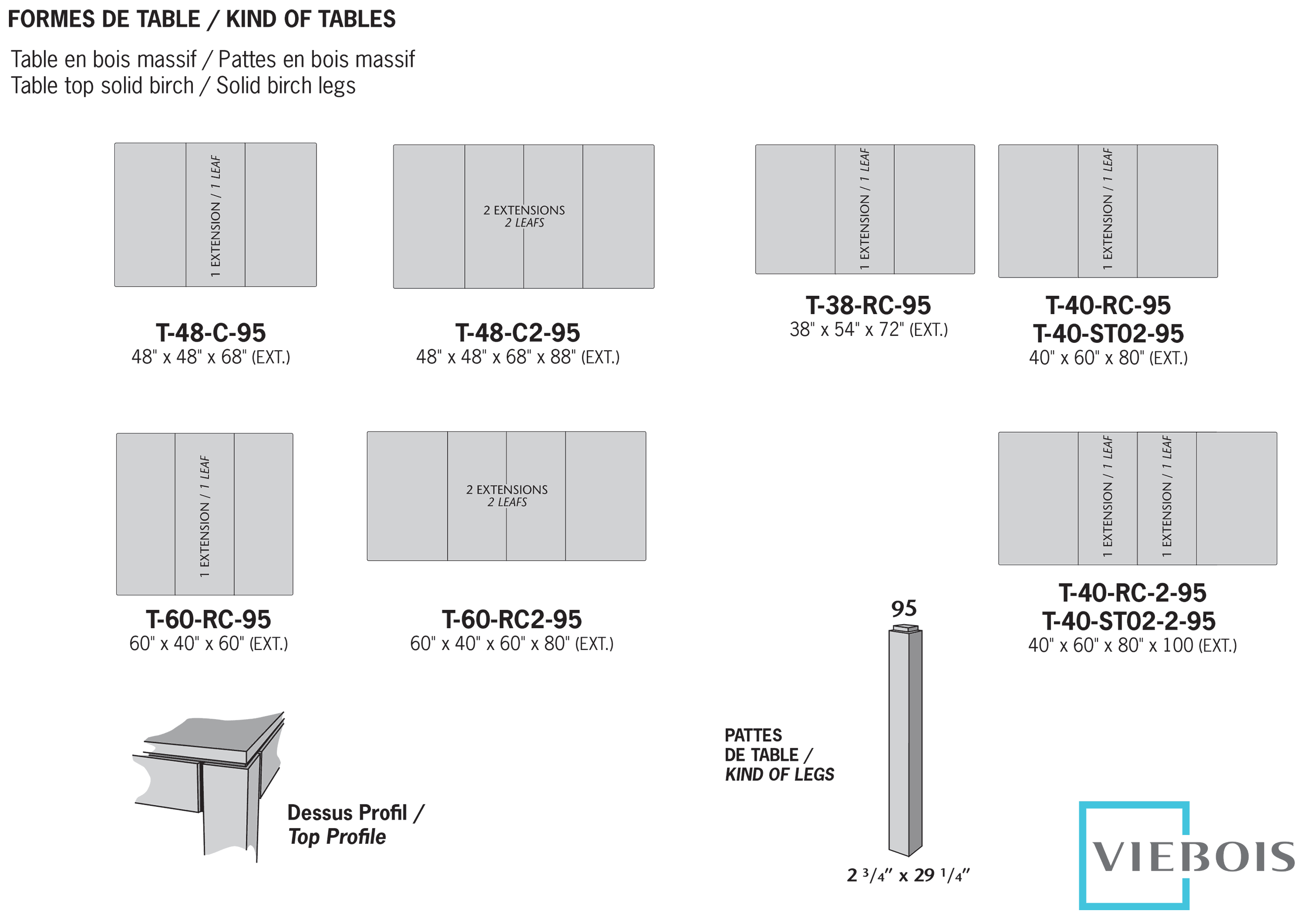 Laminated top table with solid birch legs